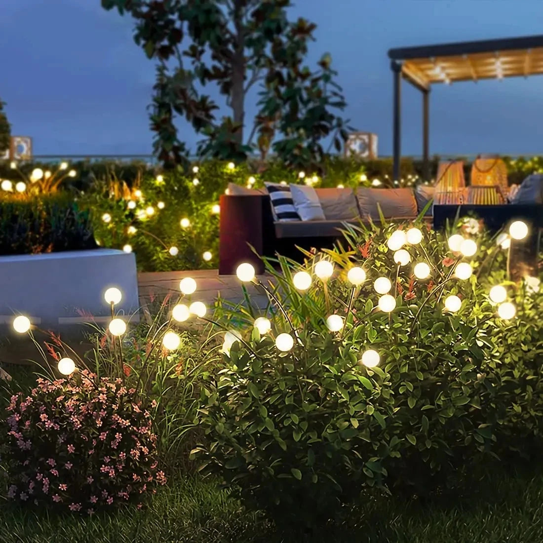 8Pack Outdoor LED Solar Lights Waterproof Starburst Solar Firefly Lights Lawn Lamp Garden Lamp for Path Landscape Decorative
