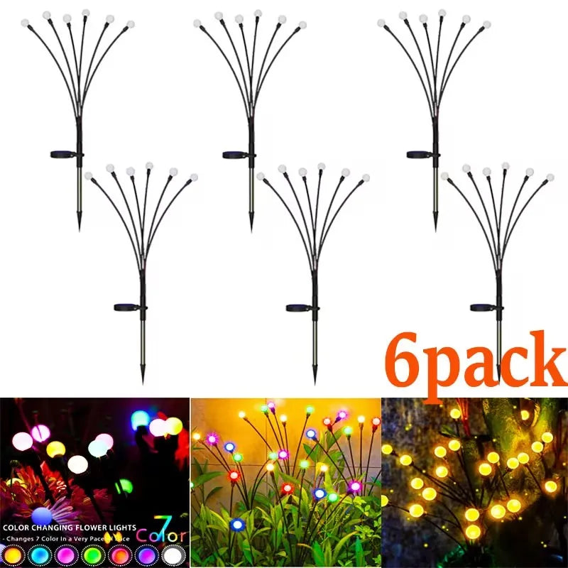 8Pack Outdoor LED Solar Lights Waterproof Starburst Solar Firefly Lights Lawn Lamp Garden Lamp for Path Landscape Decorative
