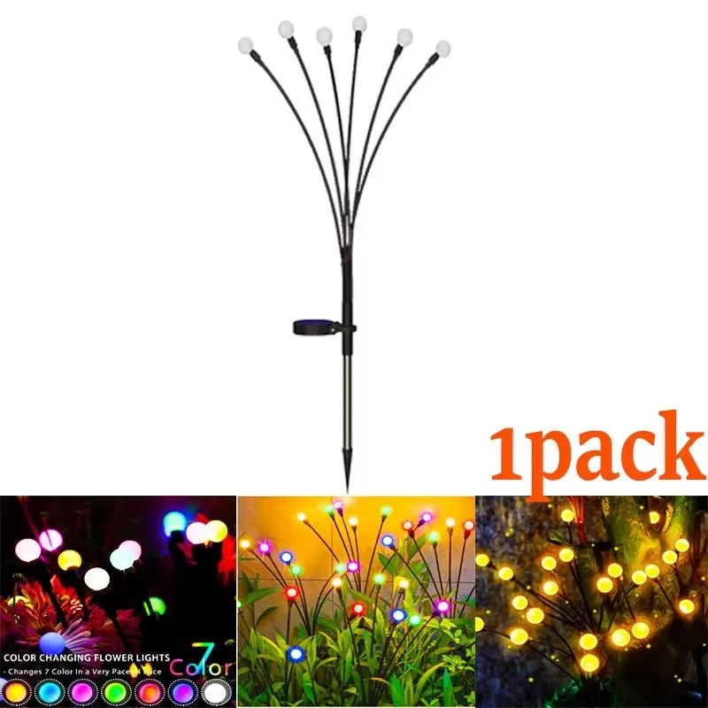 8Pack Outdoor LED Solar Lights Waterproof Starburst Solar Firefly Lights Lawn Lamp Garden Lamp for Path Landscape Decorative