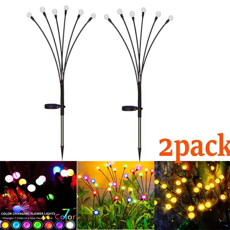 8Pack Outdoor LED Solar Lights Waterproof Starburst Solar Firefly Lights Lawn Lamp Garden Lamp for Path Landscape Decorative