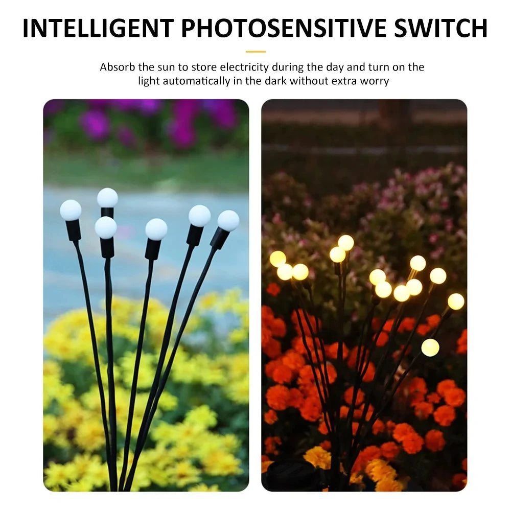 8Pack Outdoor LED Solar Lights Waterproof Starburst Solar Firefly Lights Lawn Lamp Garden Lamp for Path Landscape Decorative