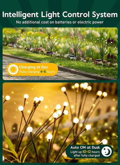 8Pack Outdoor LED Solar Lights Waterproof Starburst Solar Firefly Lights Lawn Lamp Garden Lamp for Path Landscape Decorative