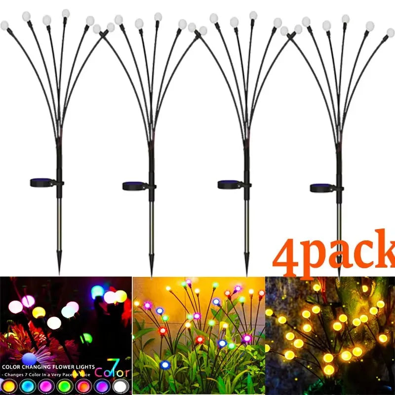 8Pack Outdoor LED Solar Lights Waterproof Starburst Solar Firefly Lights Lawn Lamp Garden Lamp for Path Landscape Decorative
