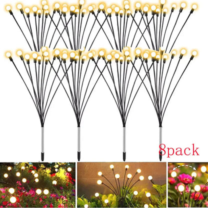 8Pack Outdoor LED Solar Lights Waterproof Starburst Solar Firefly Lights Lawn Lamp Garden Lamp for Path Landscape Decorative