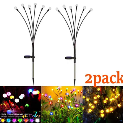 8Pack Outdoor LED Solar Lights Waterproof Starburst Solar Firefly Lights Lawn Lamp Garden Lamp for Path Landscape Decorative